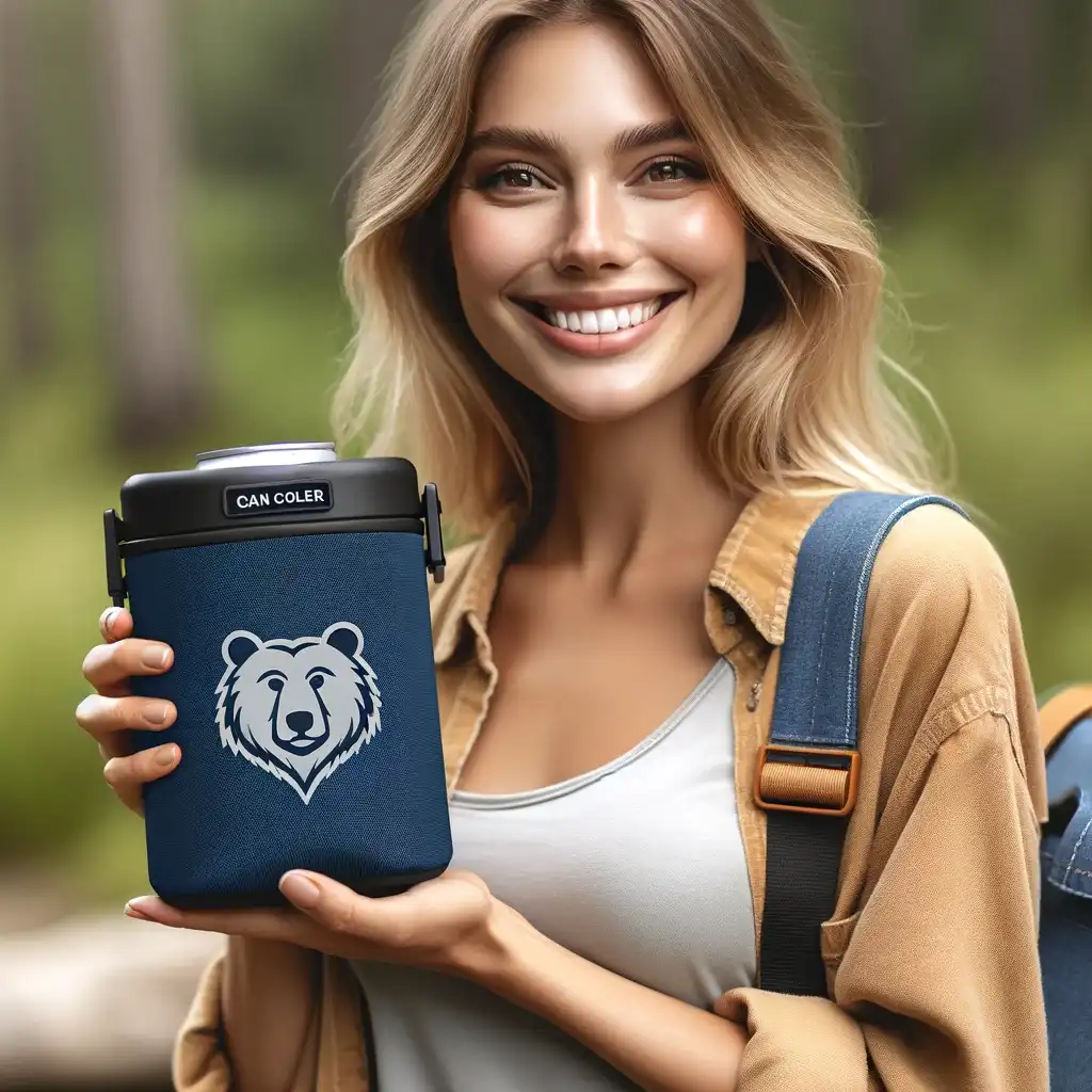 A smiling woman outdoors holding a rtic 30 can cooler.