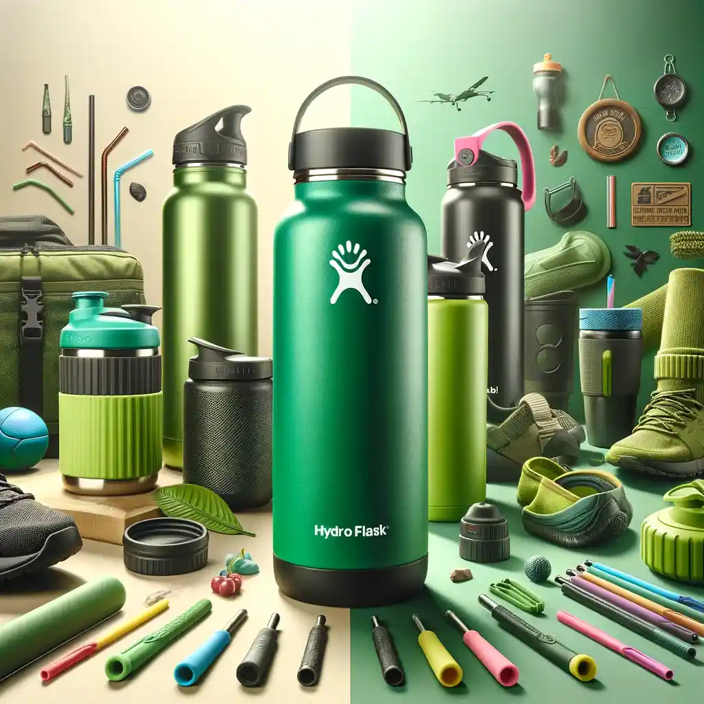 Green Hydro Flask with Insulation Technology and Accessories