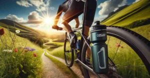 Cyclist on a summer day with a CamelBak Podium Water Bottle