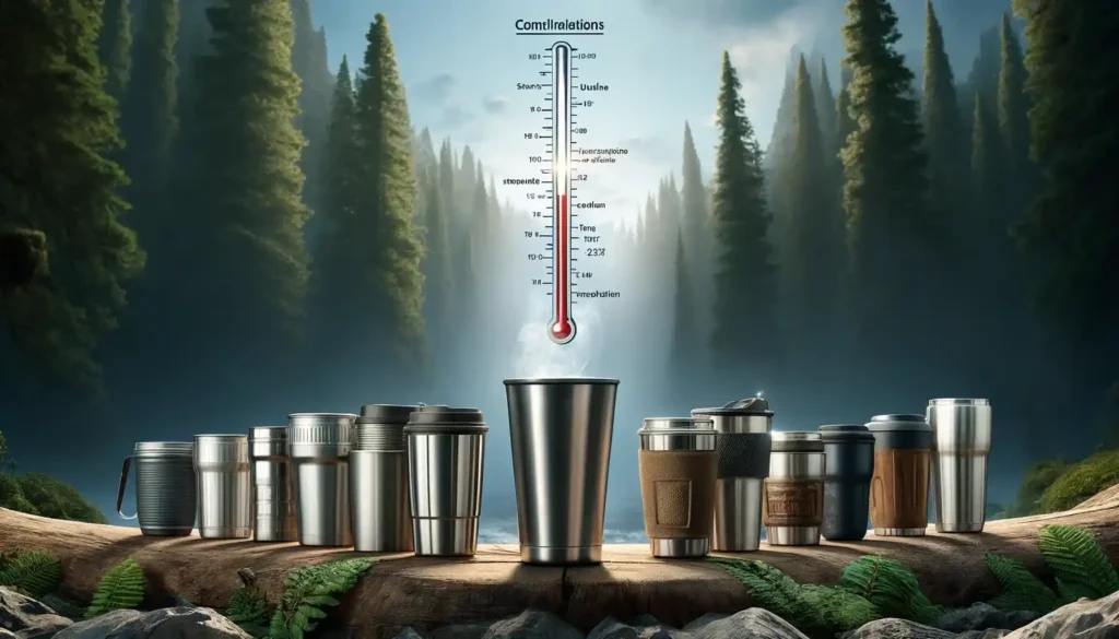 Comparative image showing the Miir Camp Cup and other camping cups in a forest setting, highlighting durability and superior insulation performance.