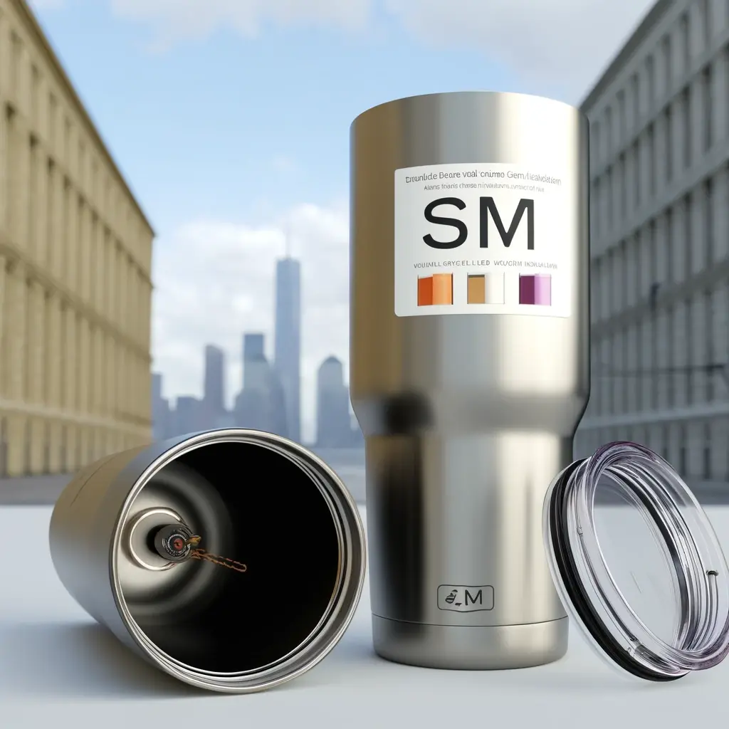 High-grade stainless steel SM tumbler with ergonomic design and double-walled vacuum insulation.