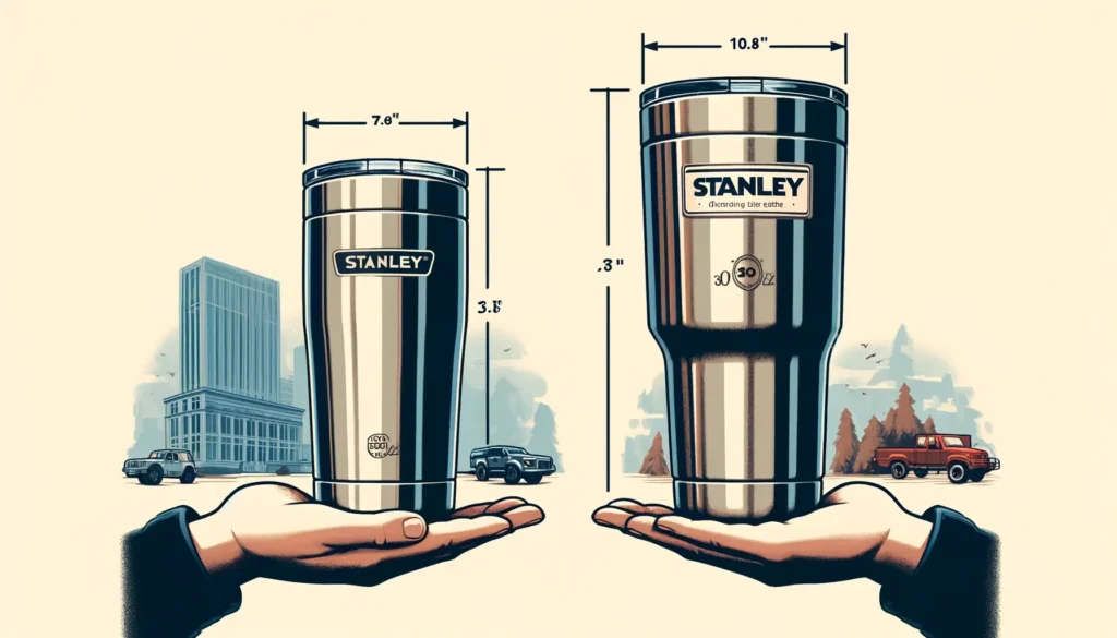 Side-by-side comparison of Stanley Tumbler 30 oz and 40 oz, highlighting size differences and situational use.